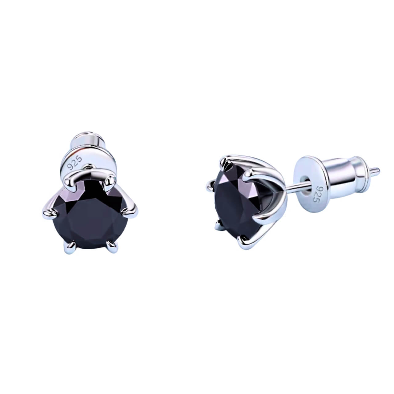 Round Cut Black Moissanite Earrings for Women and Men – 0.5ct to 2ct