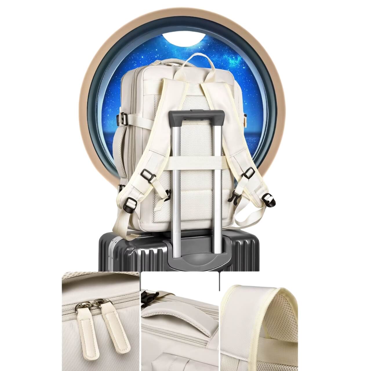 Expandable Cabin Backpack – Fits 15.6” Laptop, Travel & Everyday Use