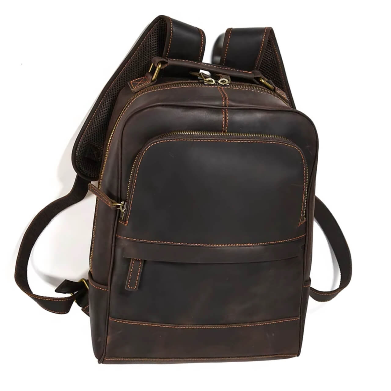 Premium-Laptop-Rucksack aus Vollnarbenleder für Herren