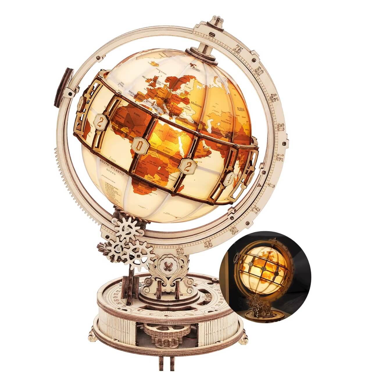 Luminous 3D Wooden Globe Puzzle