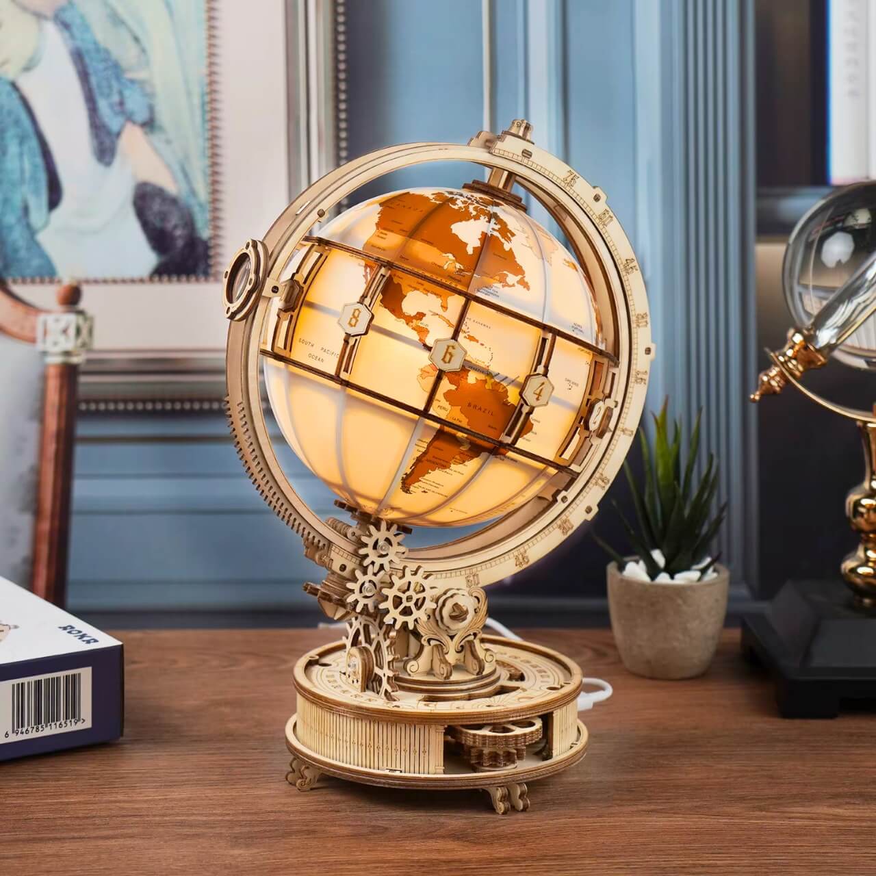 Luminous 3D Wooden Globe Puzzle