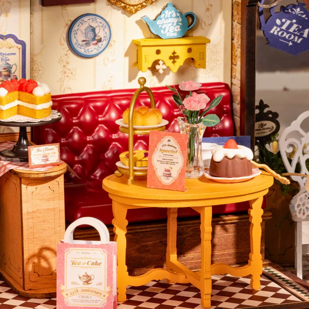 Vintage Tea Room Dollhouse 3D Wooden Puzzle