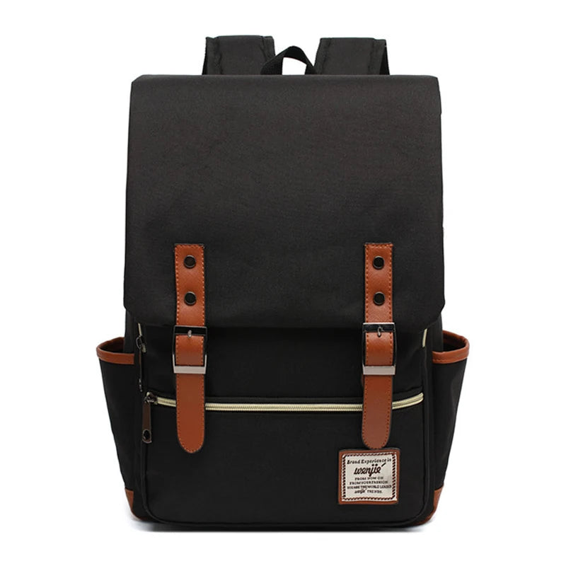 Vintage Oxford Waterproof Backpack Black