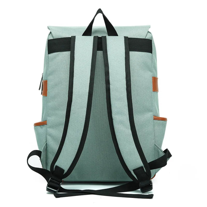 Vintage Oxford Waterproof Backpack Light Green Back