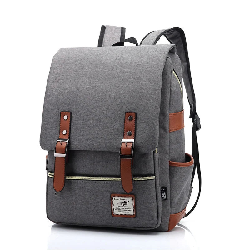 Vintage Oxford Waterproof Backpack Light Grey Side