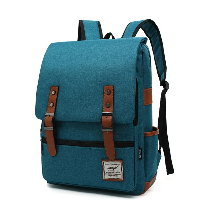 Vintage Oxford Waterproof Backpack Sky Blue Side