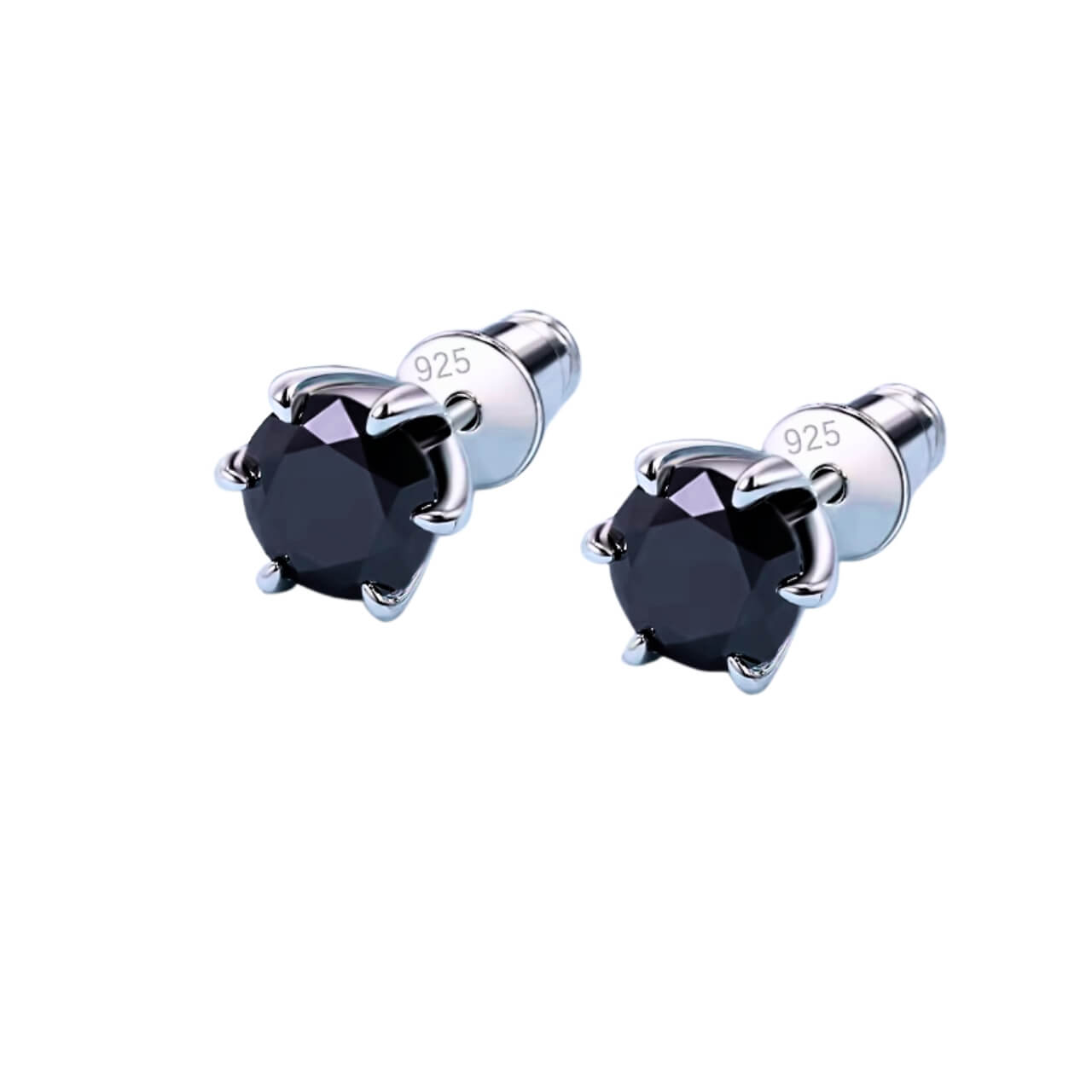 Round Cut Black Moissanite Earrings for Women and Men – 0.5ct to 2ct