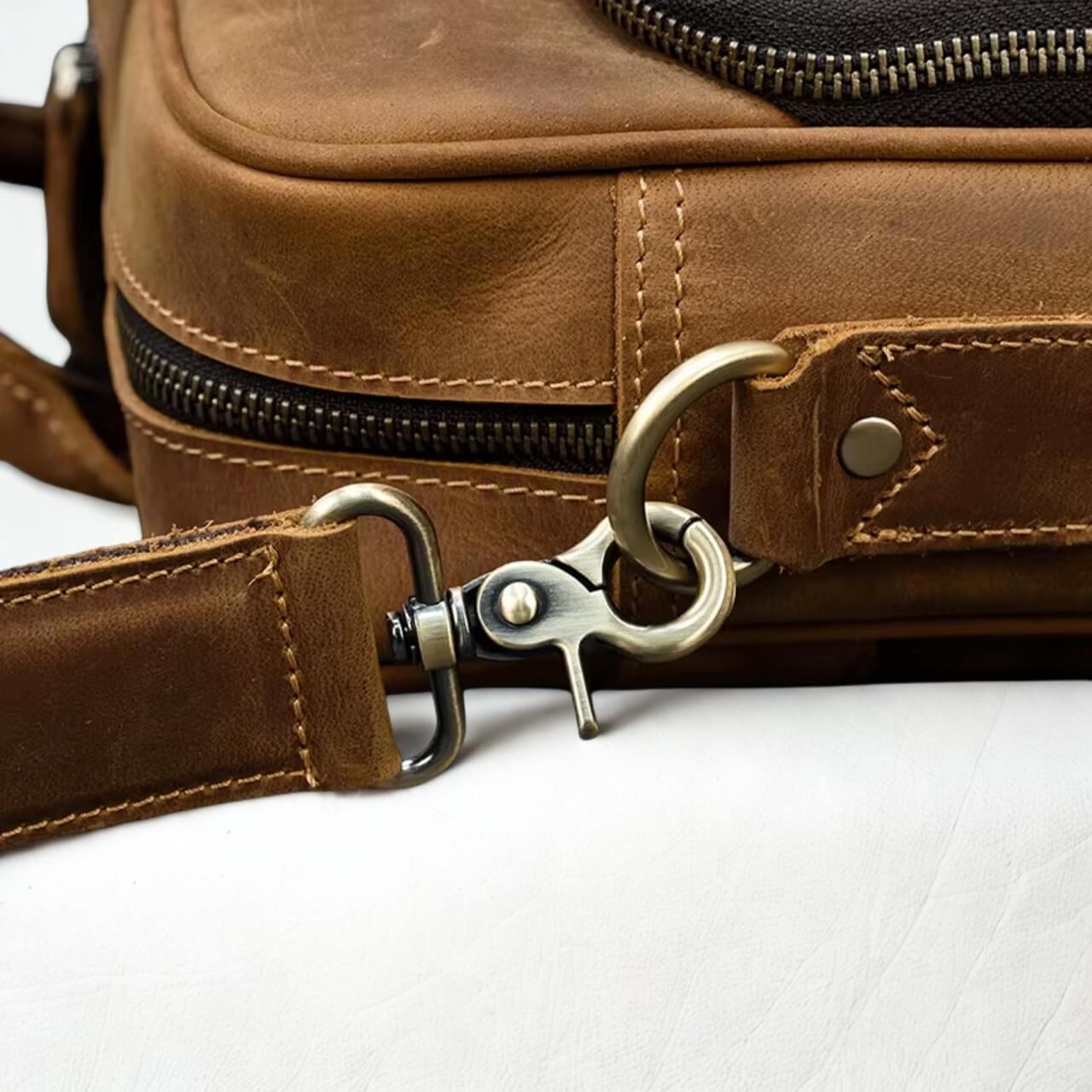 15,6-Zoll-Laptop-Aktentasche aus echtem Leder für Herren